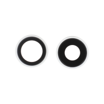 Lentille Caméra Arrière avec Contour iPhone 16/16 Plus (Blanc) (Lot de 2)